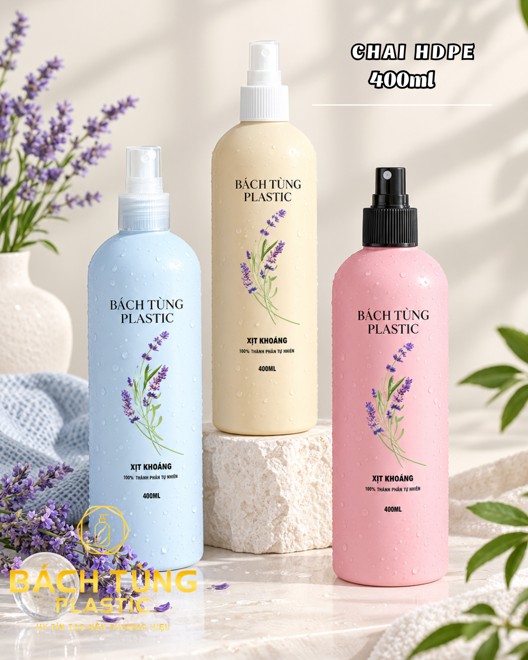 CHAI HDPE 400ML KẾT HỢP VÒI XỊT NHÀ BÁCH TÙNG