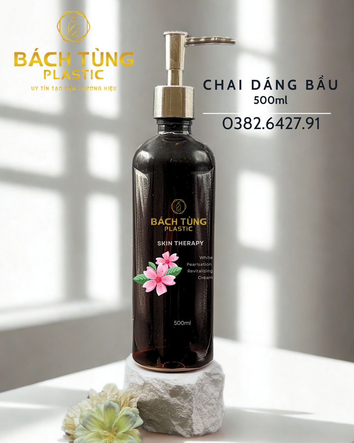 Chai PET Dáng Tròn Dài - Màu Nâu Hổ Phách