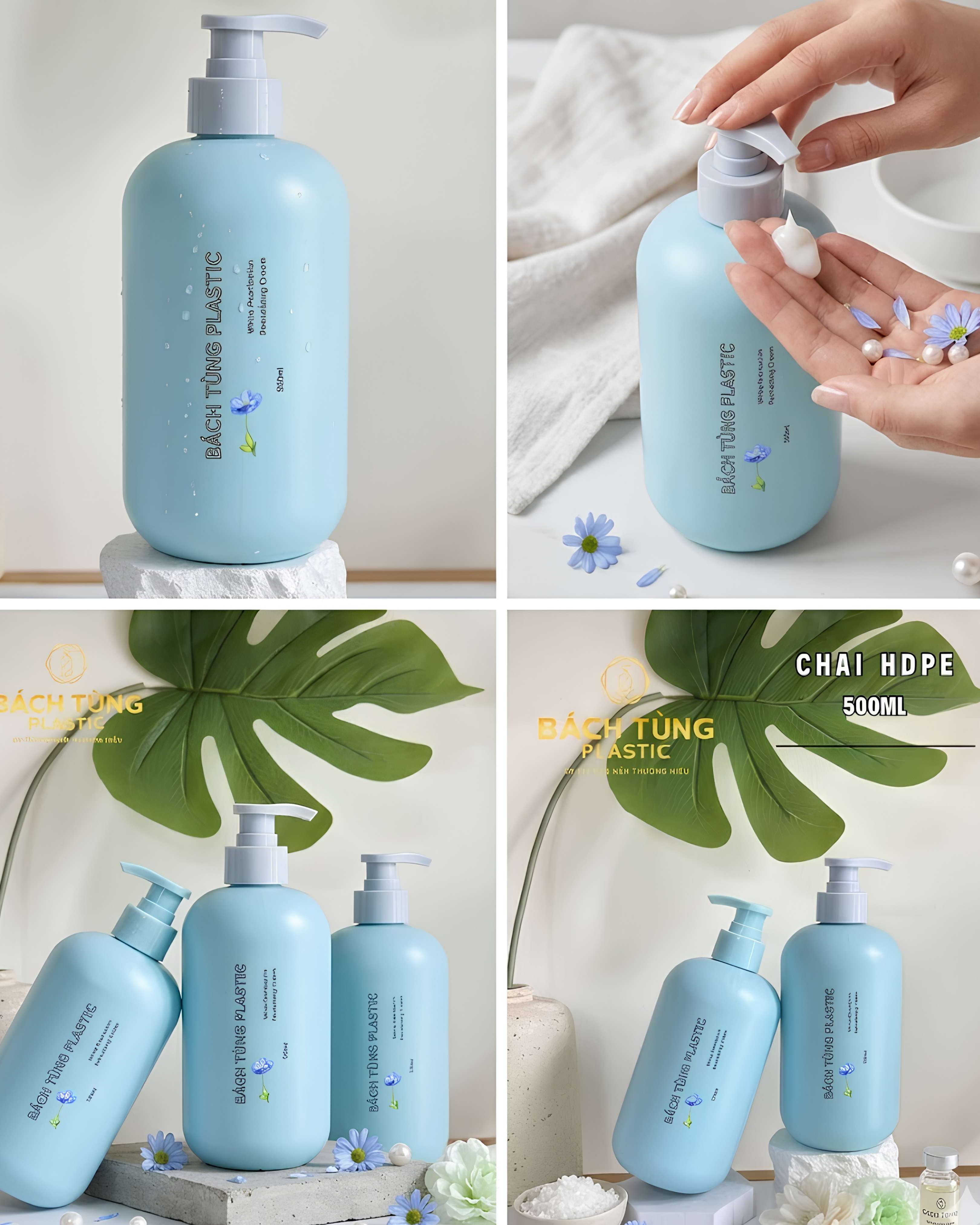 CHAI HDPE DÁNG TRÒN MÀU XANH DƯƠN