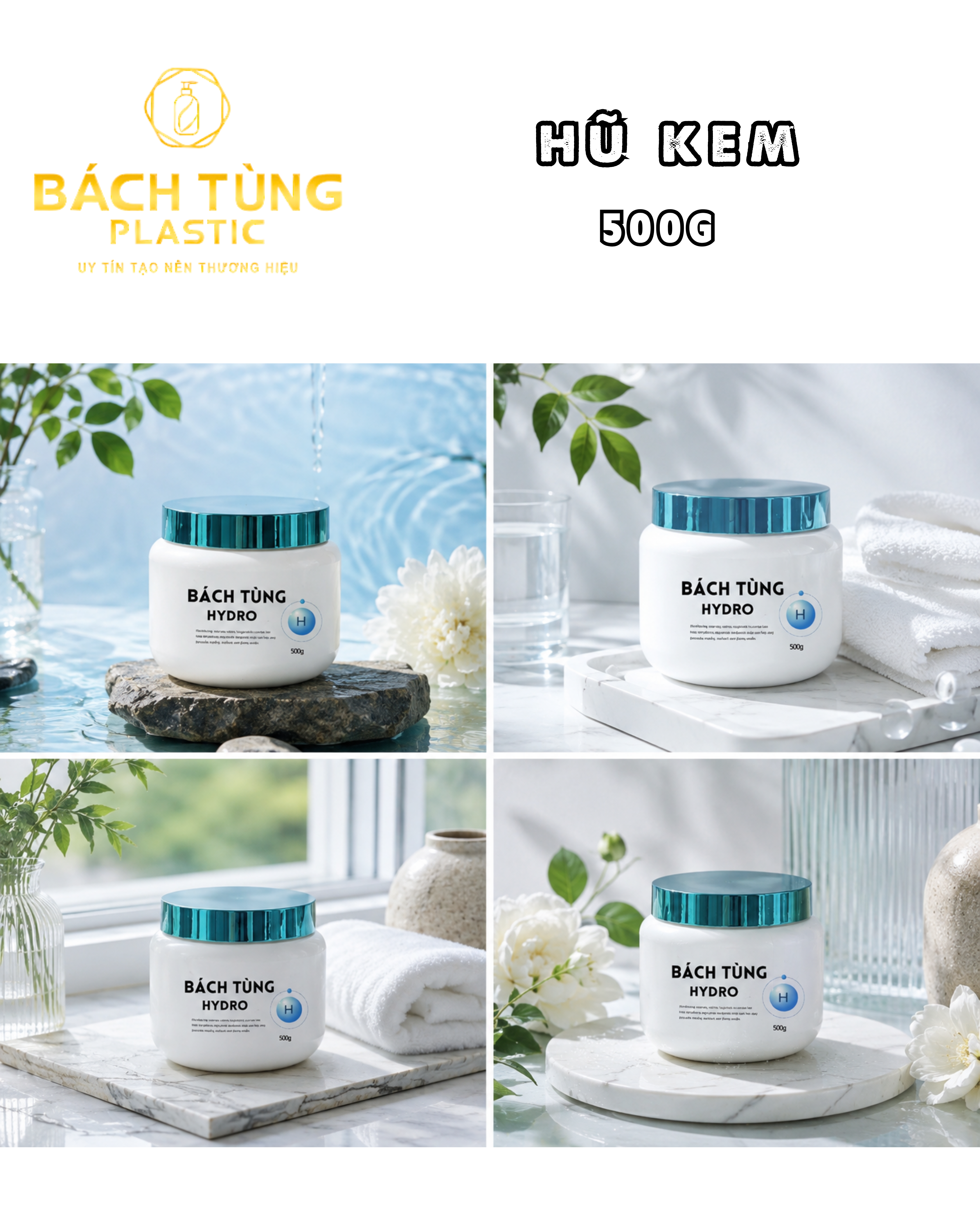 Hũ Nhựa 500g Nắp Xanh Dương