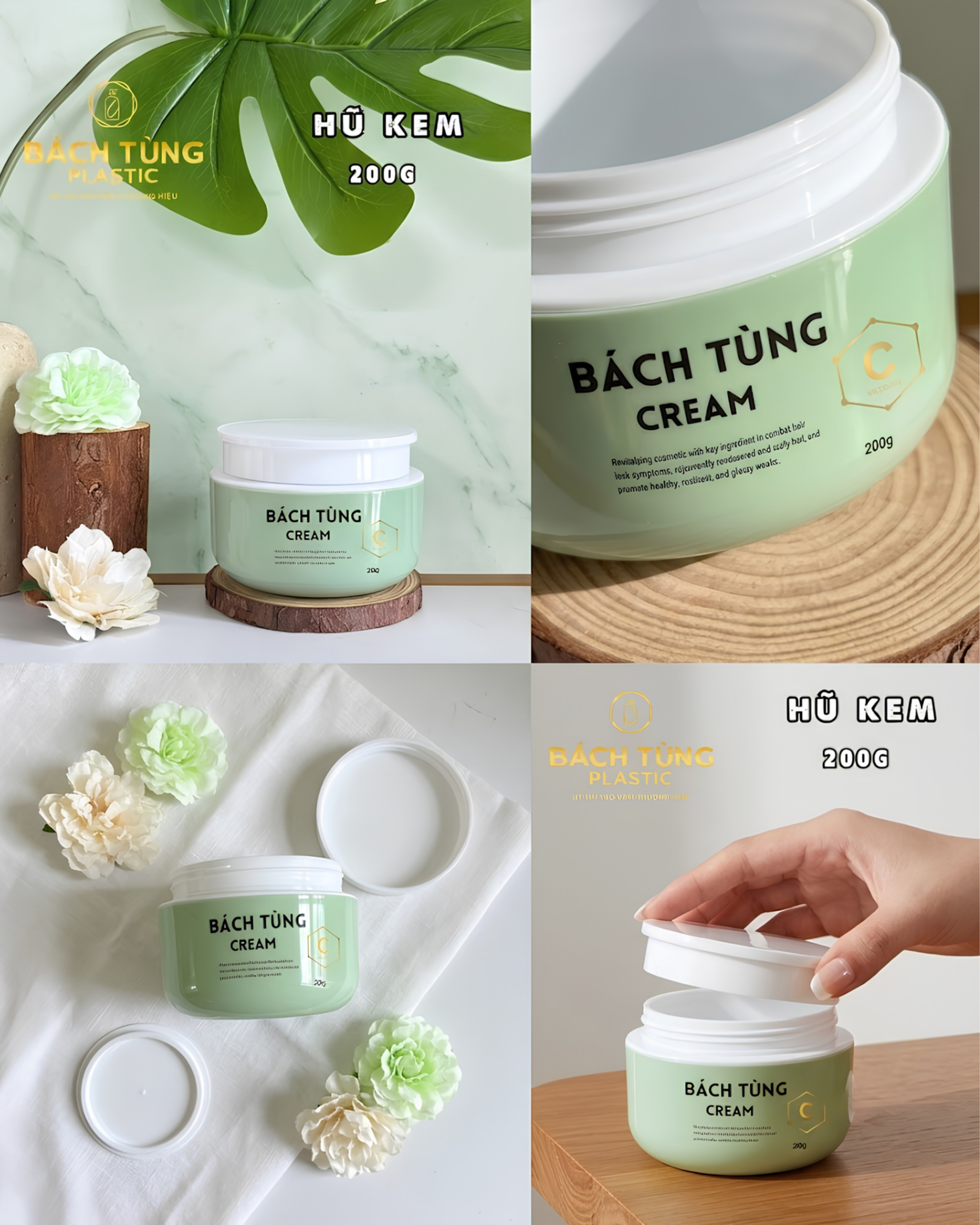 Hũ Nhựa 200g Màu Táo Xanh Mint