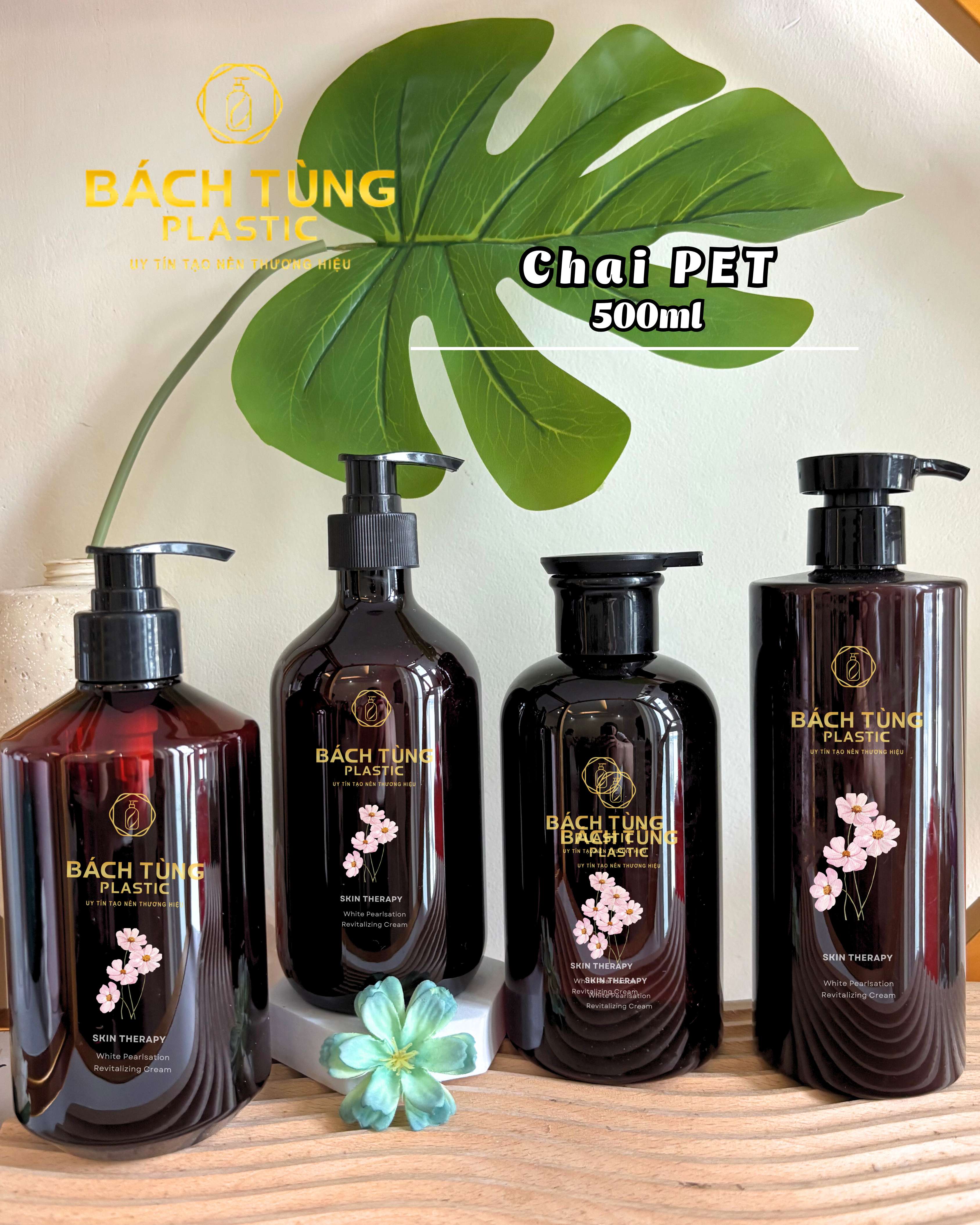 CHAI PET MÀU NÂU – 500ML – KẾT HỢP NHIỀU VÒI NHẤN FI28