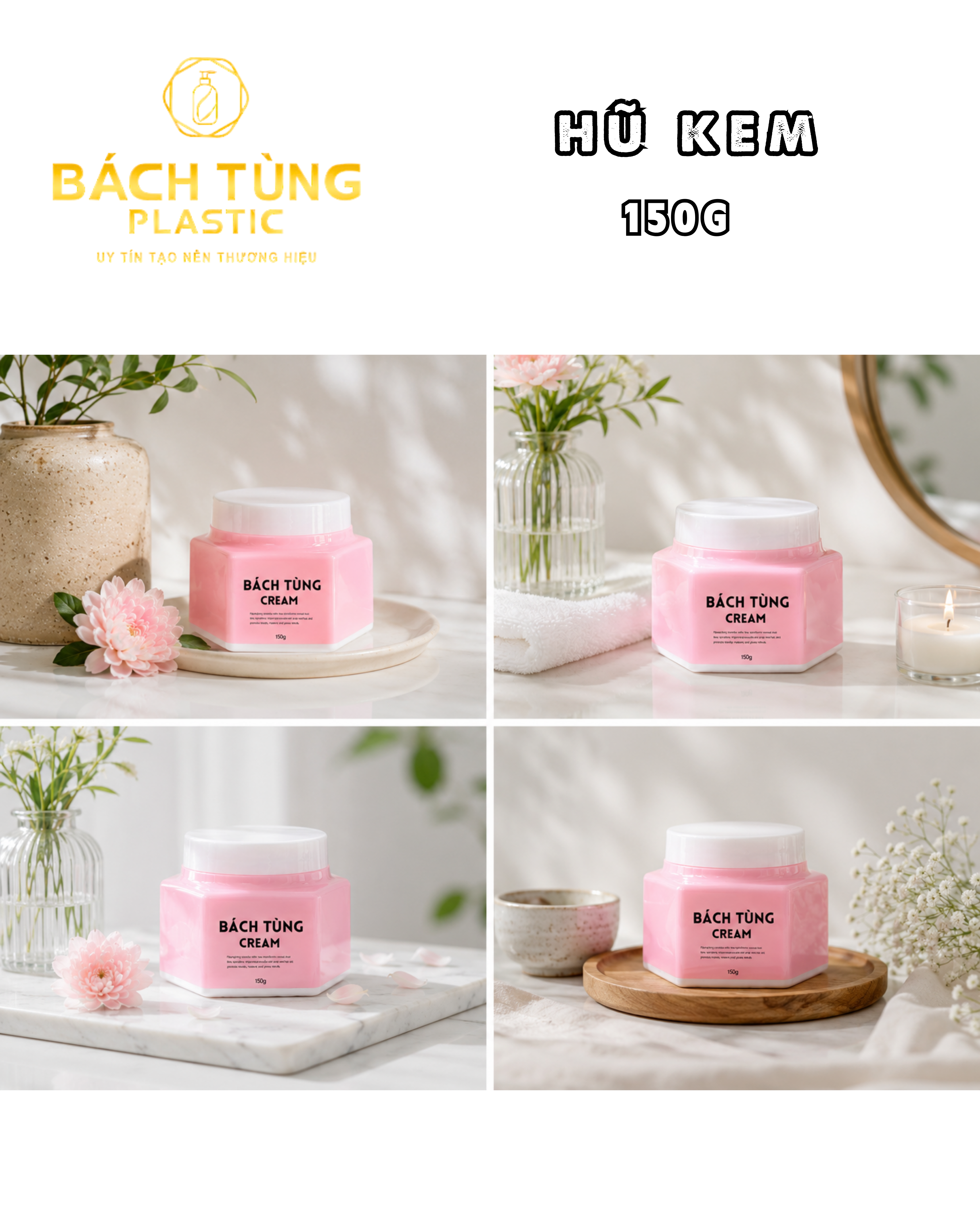 Hũ PET 150g Màu Hồng Lục Giác