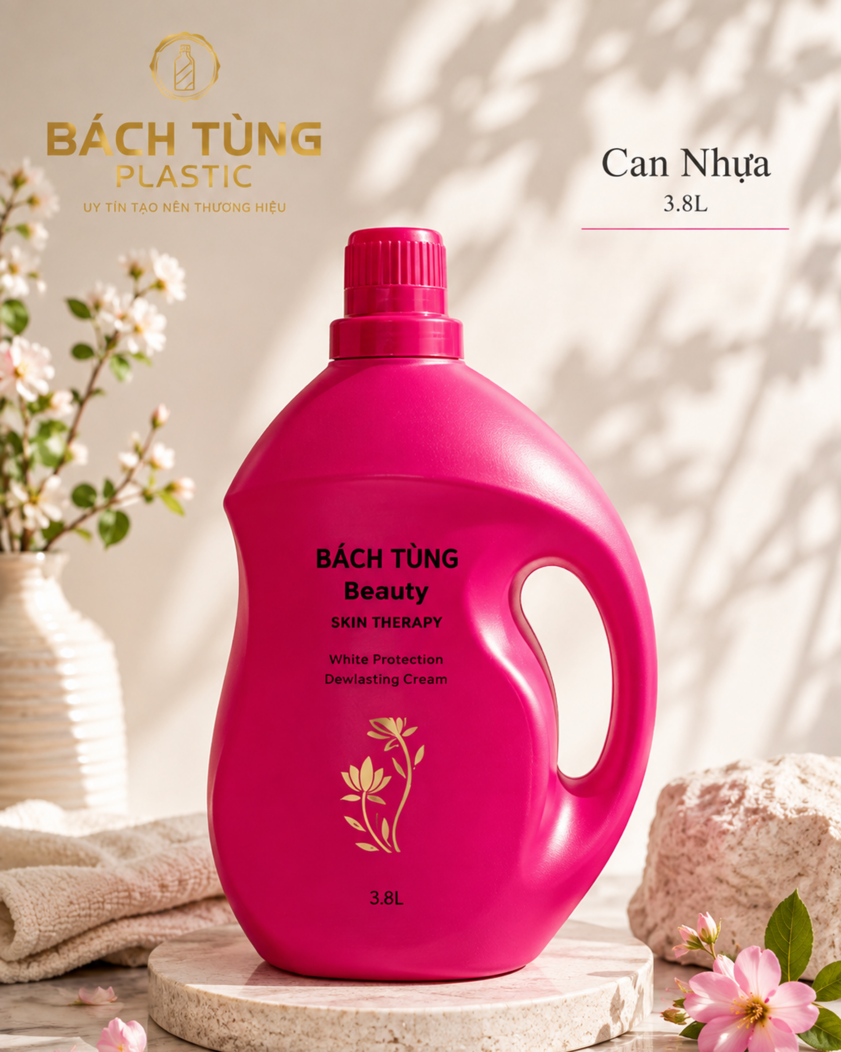 CAN NHỰA 3.8L – MÀU HỒNG ĐẬM