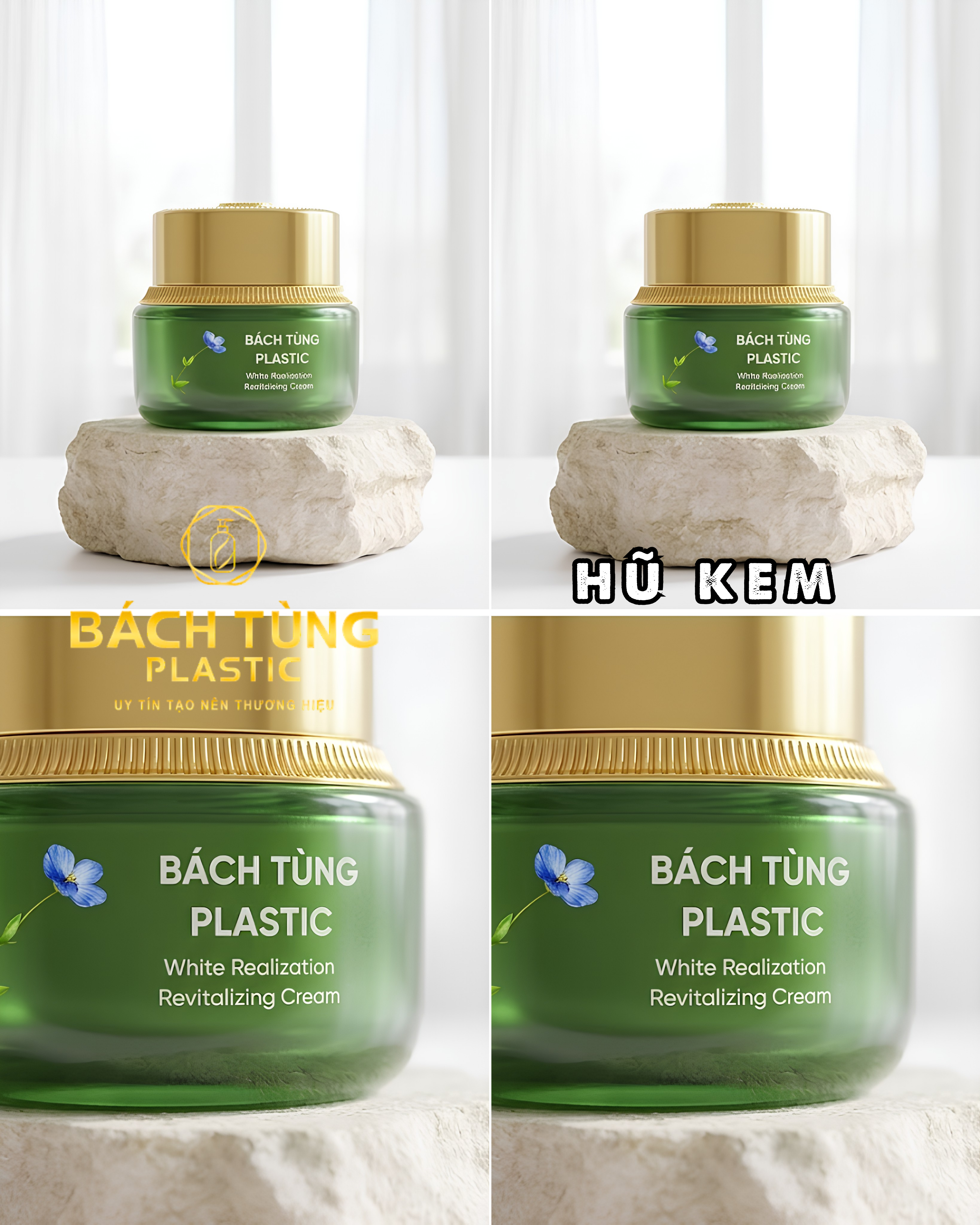 Hũ Kem Thủy Tinh Xanh Nắp Vàng