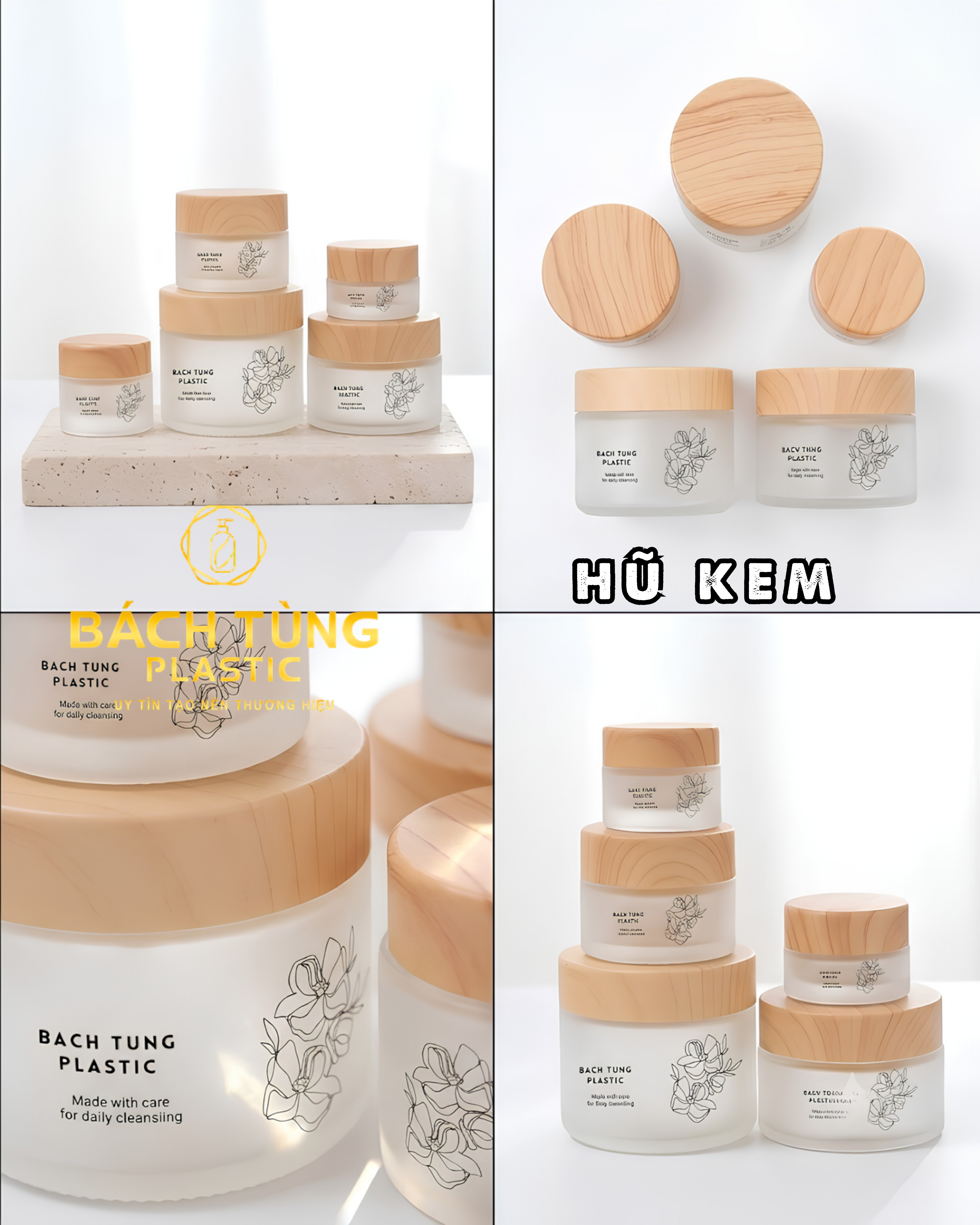 HŨ THỦY TINH DÁNG MỜ NẮP GỖ 