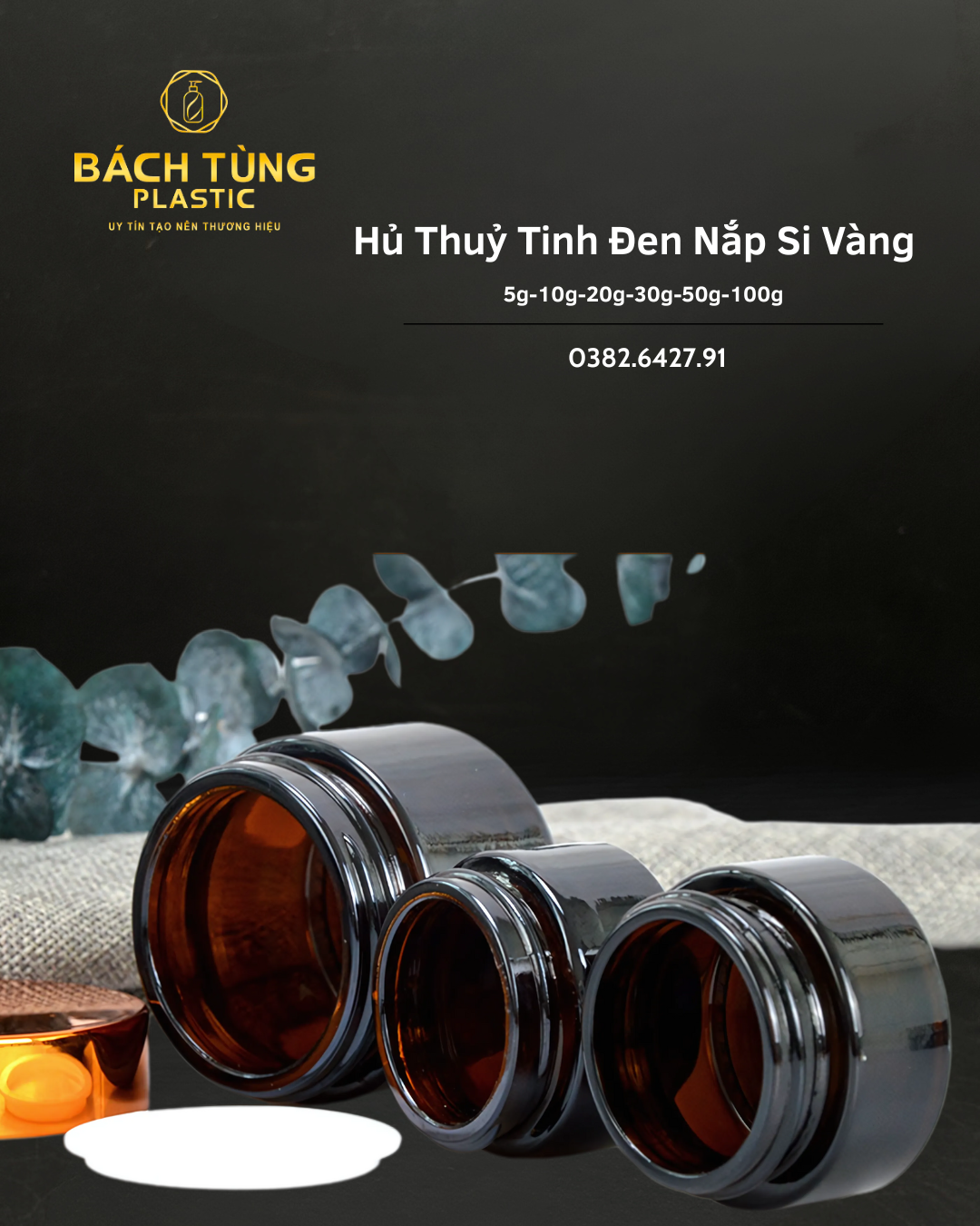 HŨ THỦY TINH ĐEN – NẮP TRẮNG / NẮP ĐEN / NẮP VÀNG ÁNH KIM