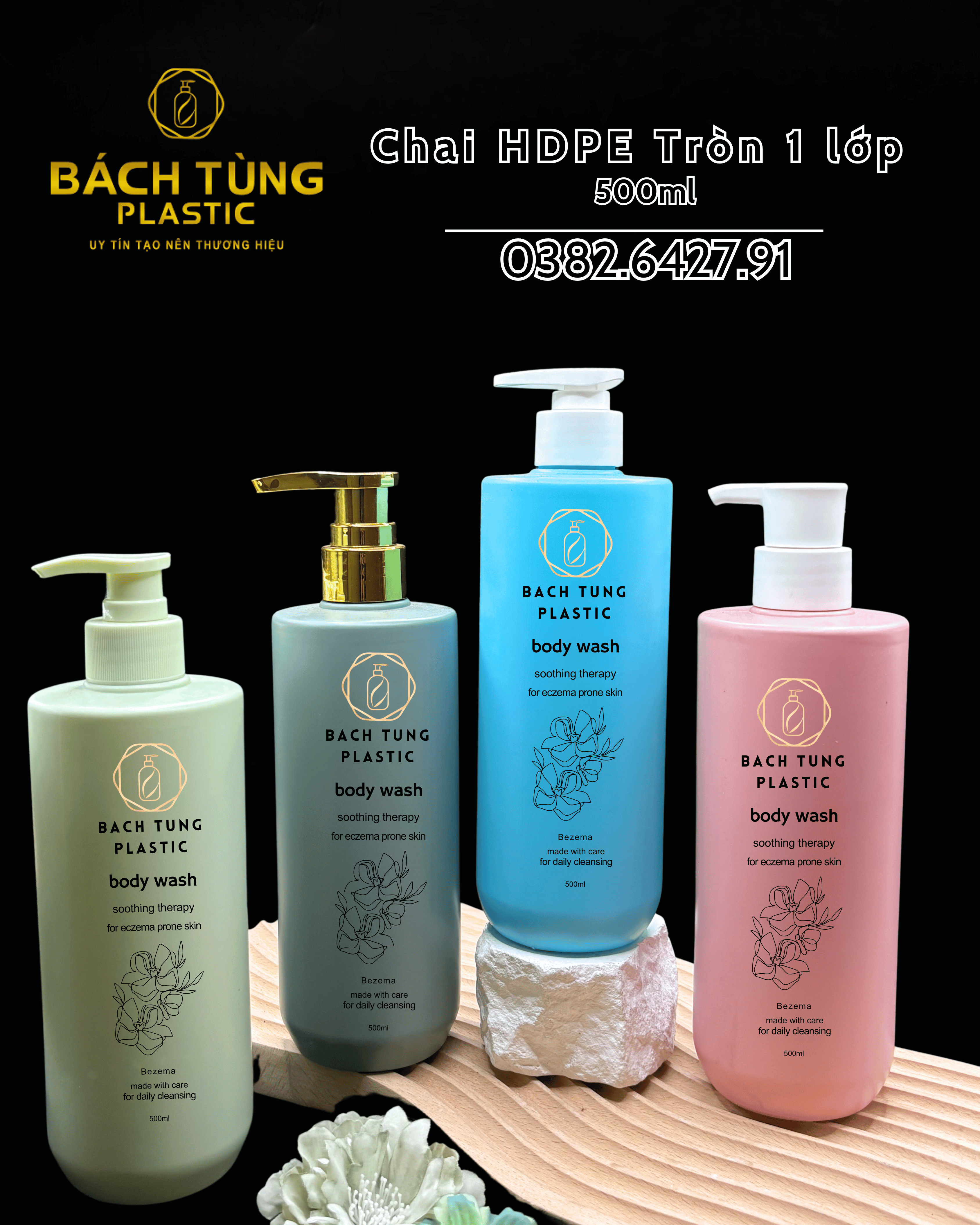 Chai Dáng Tròn 500ml HDPE – Nhiều Màu