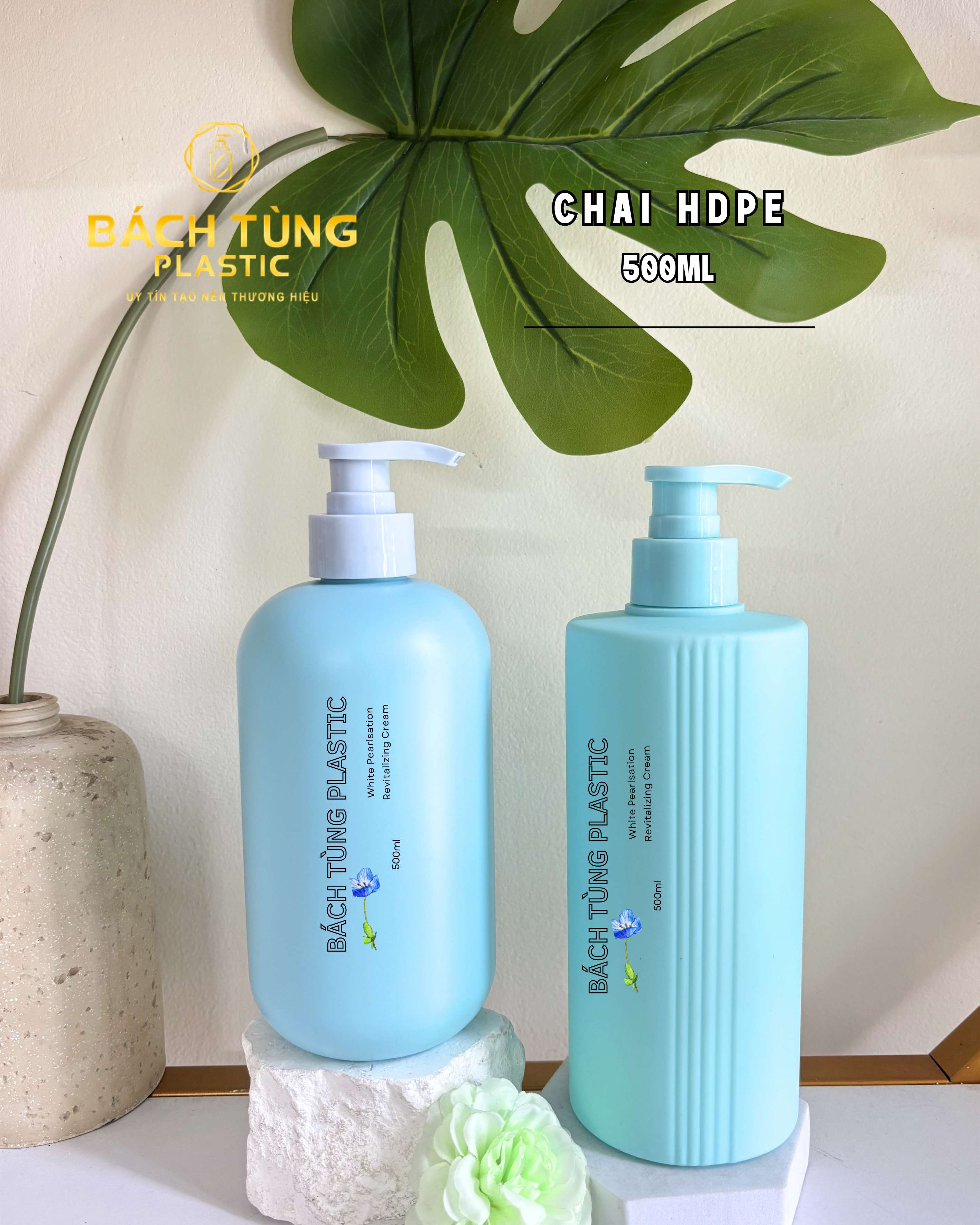 CHAI HDPE MÀU XANH SÁNG 500ML