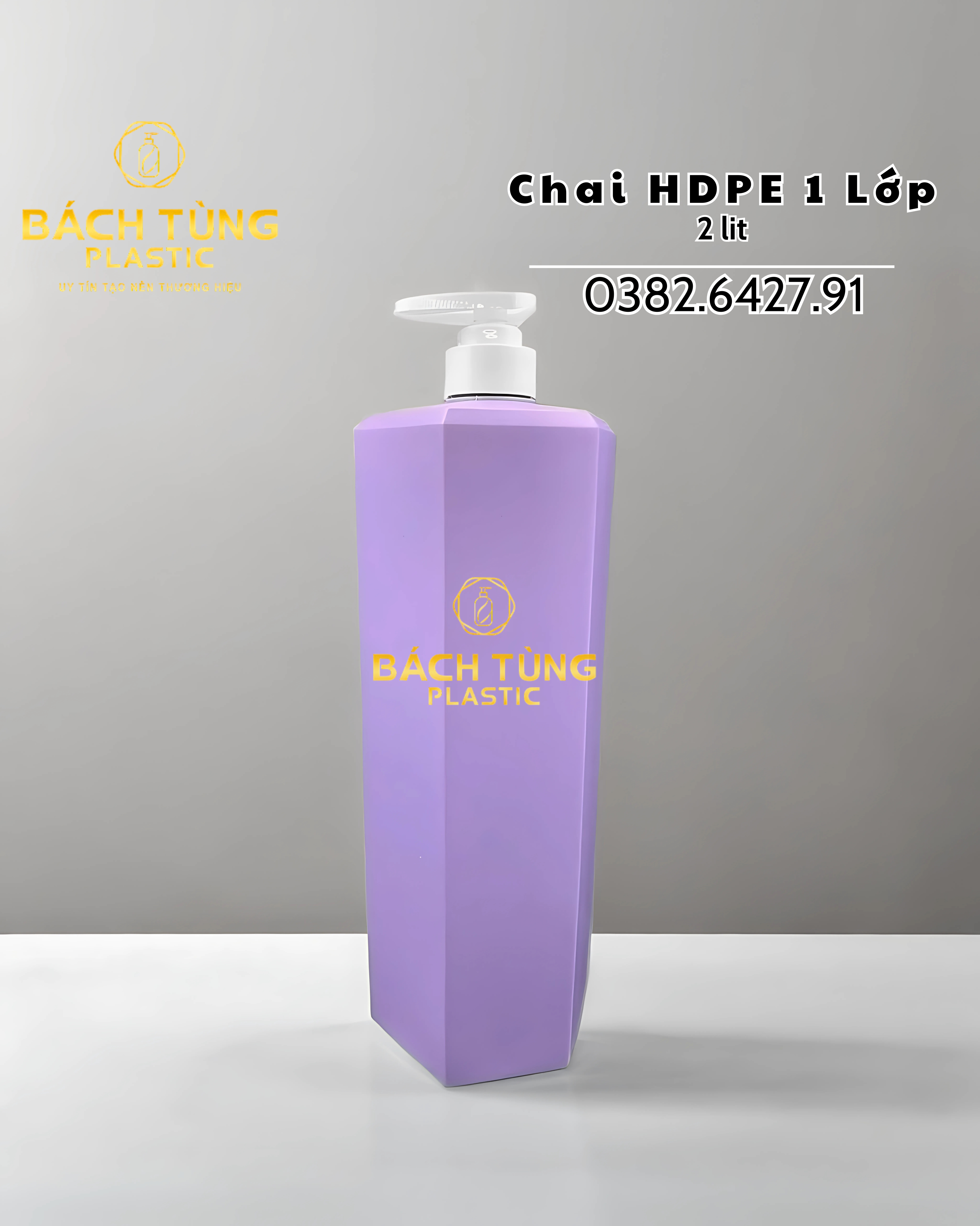 Chai HDPE 1 lớp 2 lít màu tím – cổ FI33