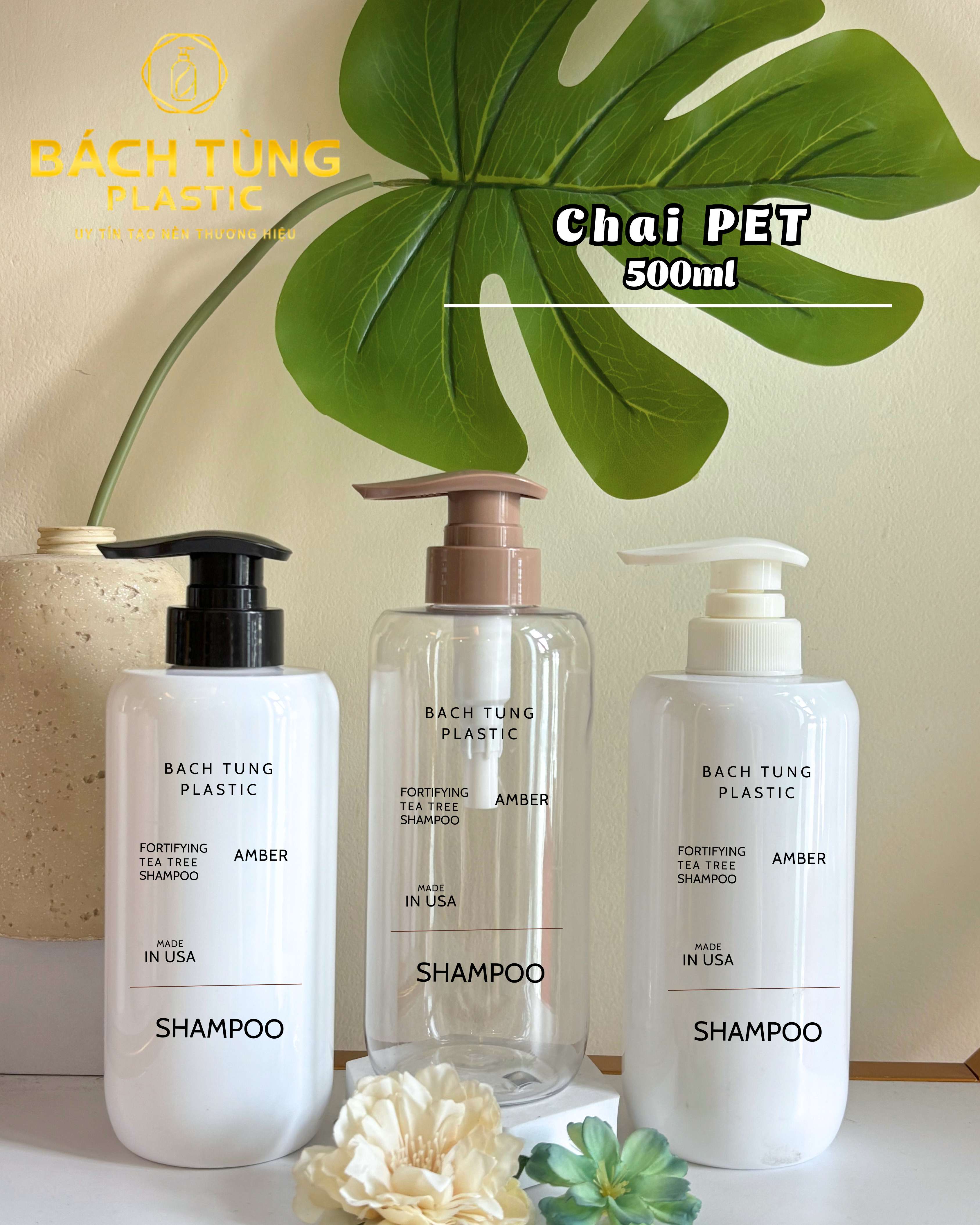 CHAI PET VAI NGANG 500ML – KẾT HỢP VÒI NHẤN FI33