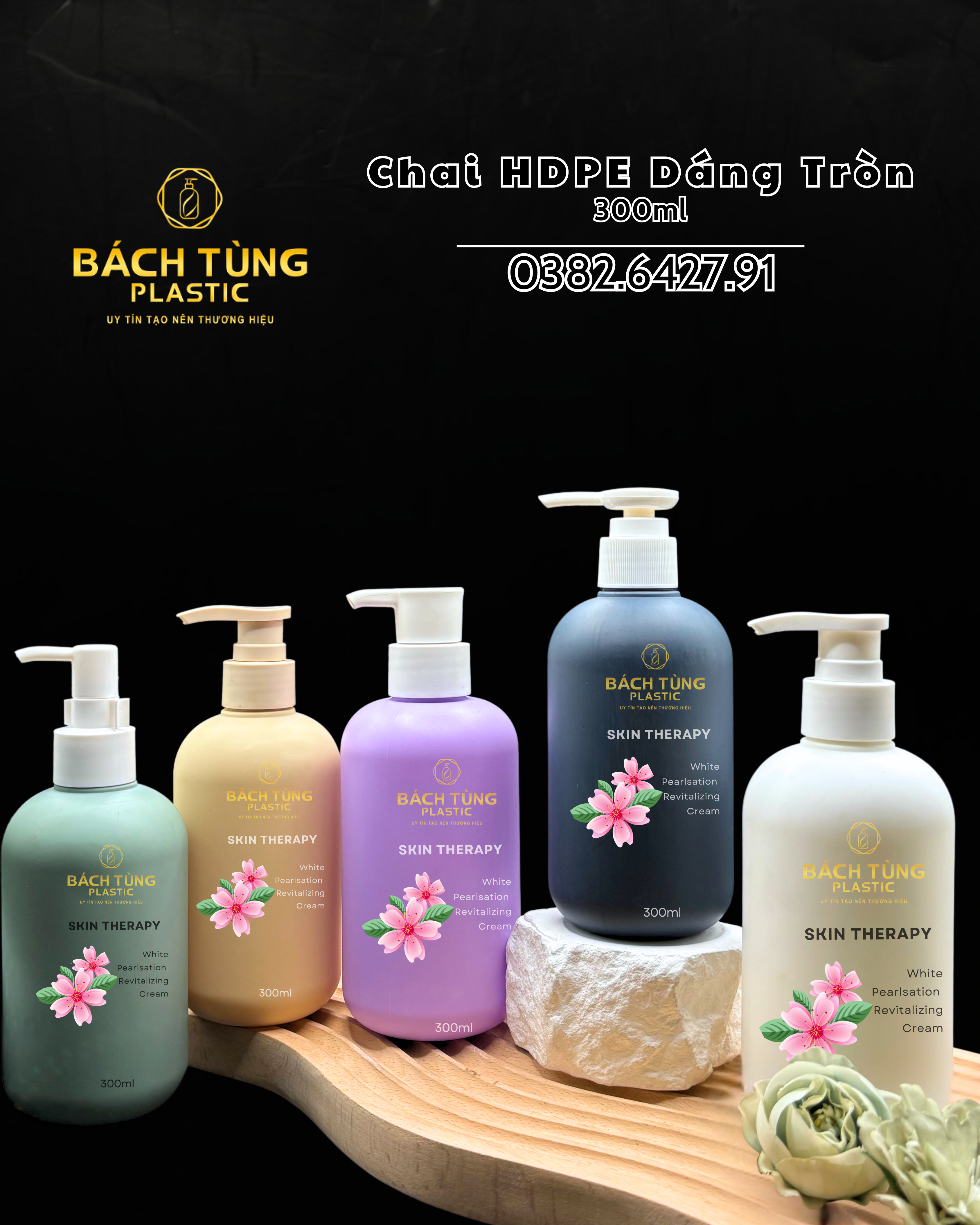 CHAI NHỰA HDPE DÁNG TRÒN 300ML – FI28 – NHIỀU MÀU
