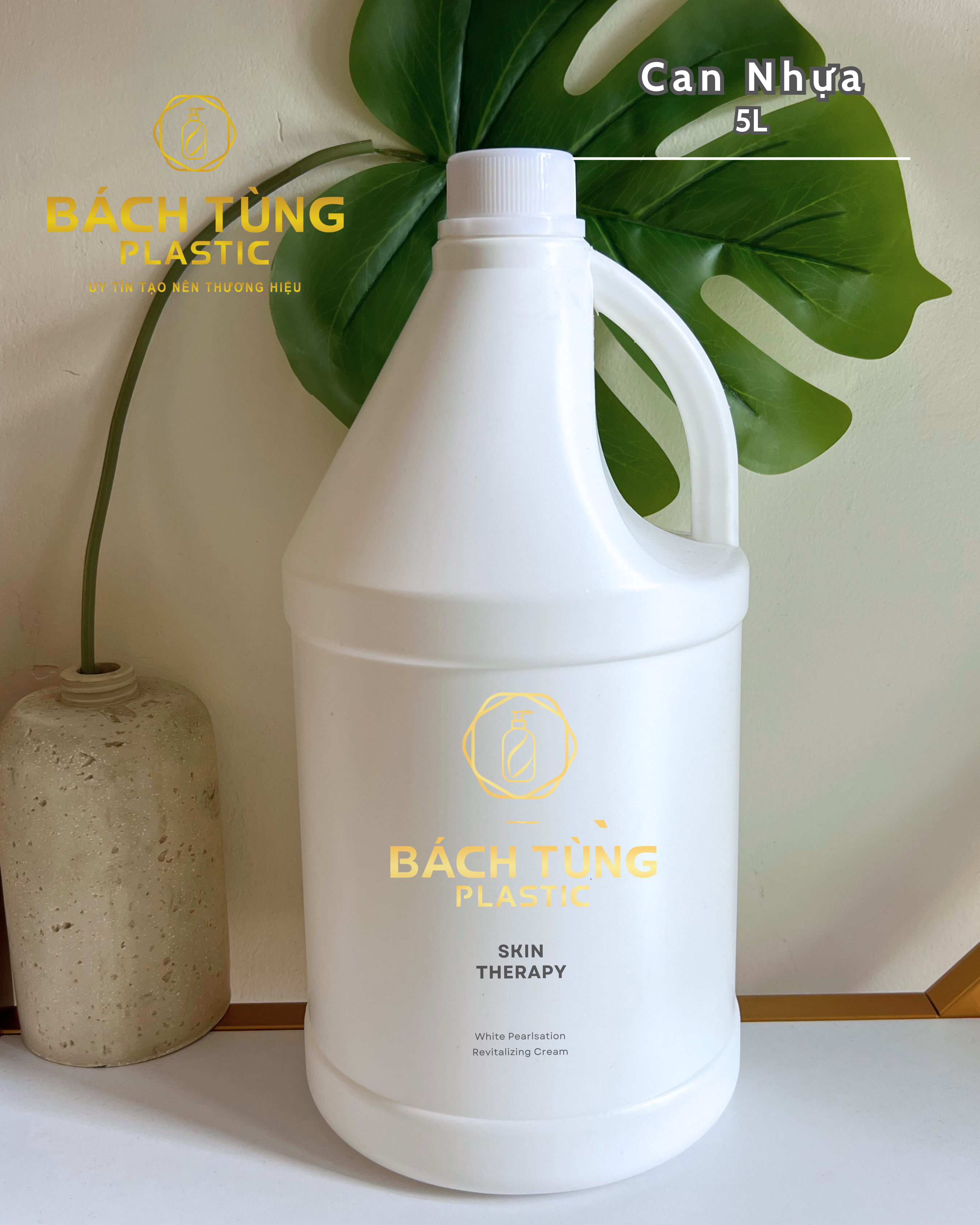 CAN NHỰA HDPE DÁNG TRÒN 5 LÍT – MÀU TRẮNG