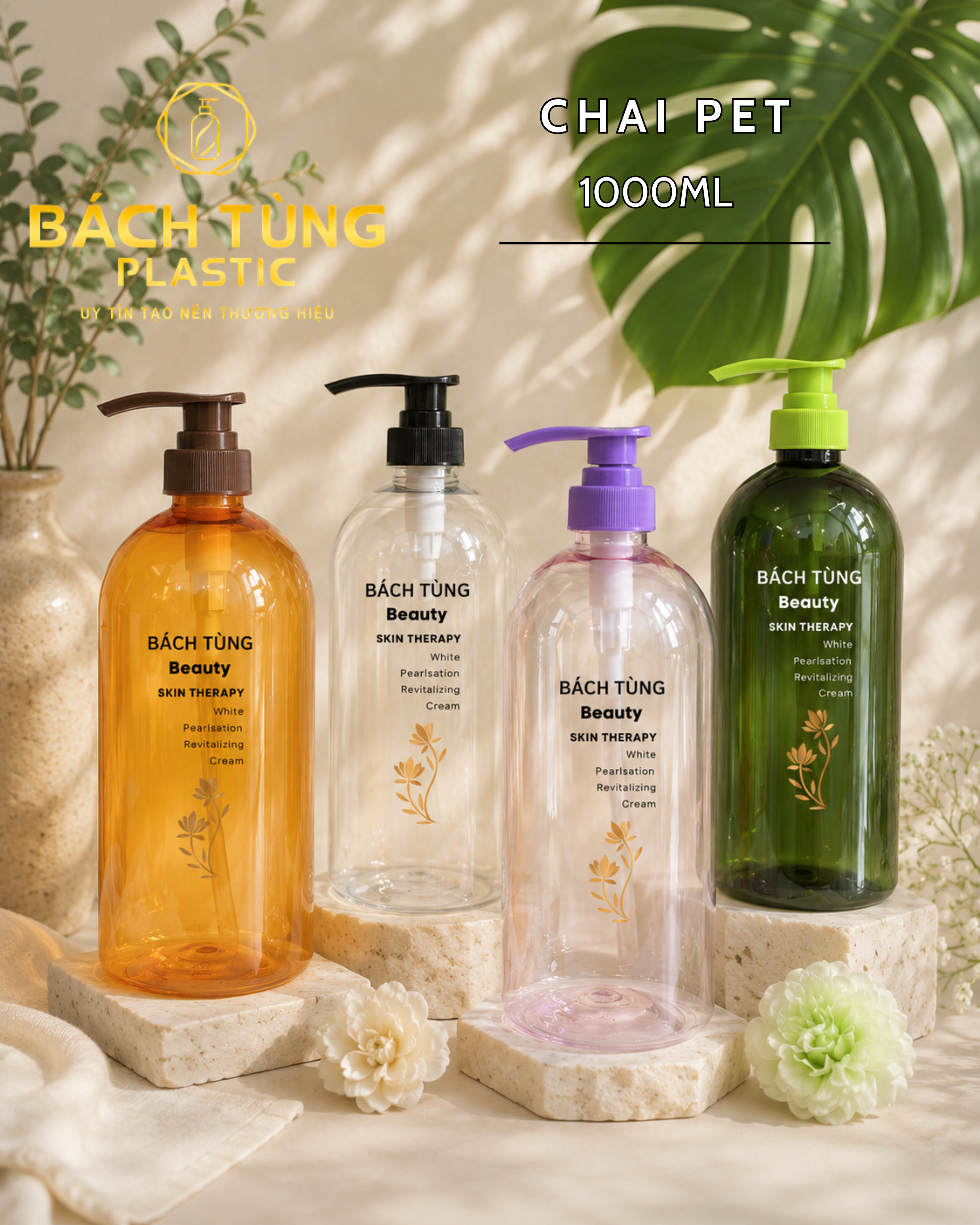 CHAI PET TRÒN LÙN 1000ML – TRONG SUỐT
