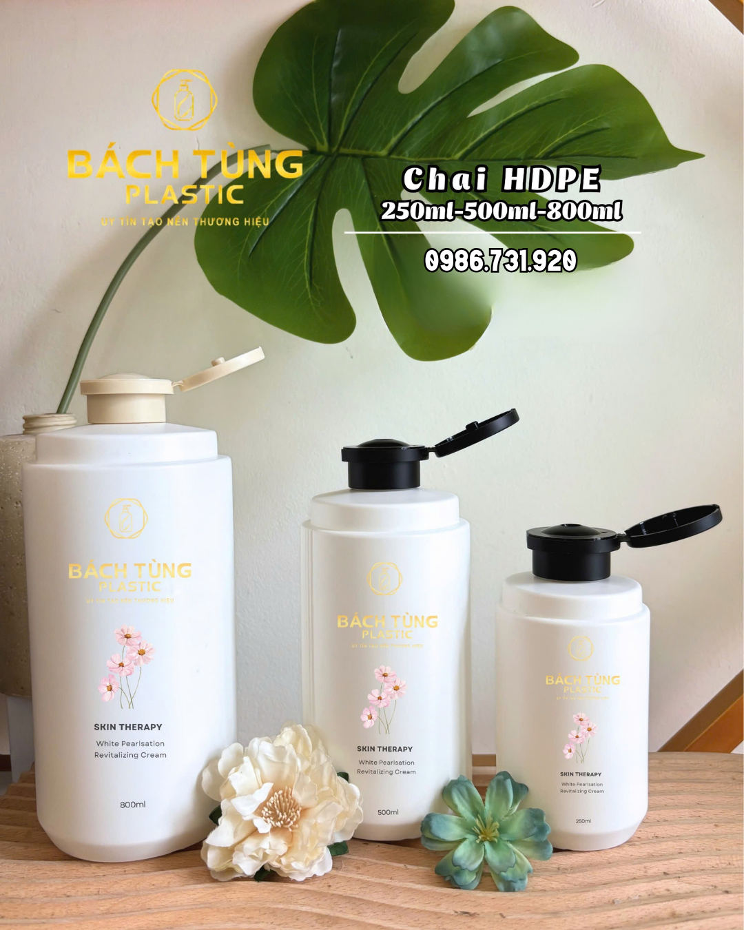 CHAI HDPE DÁNG TRÒN BẦU – 250ML | 500ML | 800ML – MÀU TRẮNG ĐỤC
