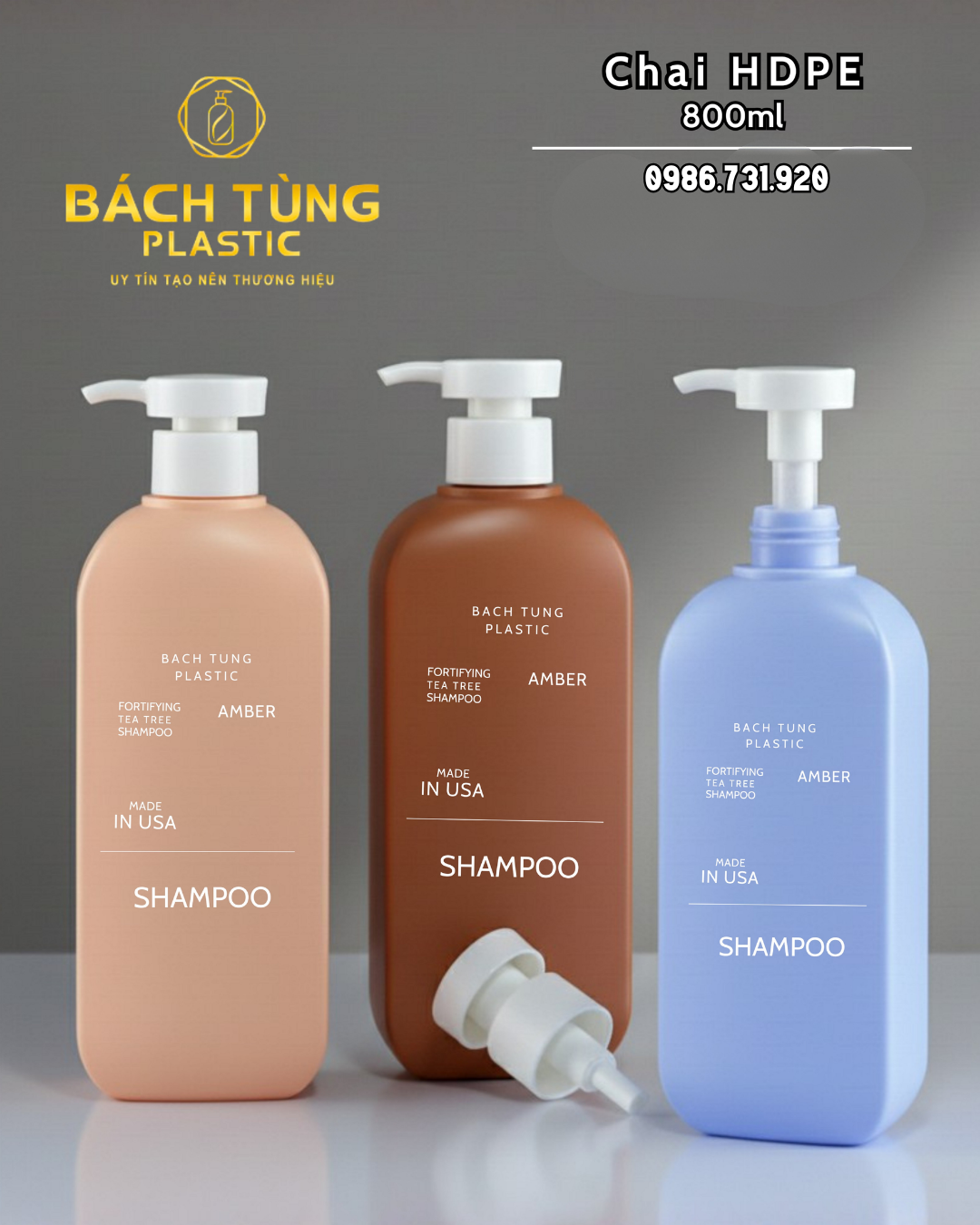 CHAI HDPE DÁNG BẦU – 800ML | CHẠY MÀU THEO YÊU CẦU