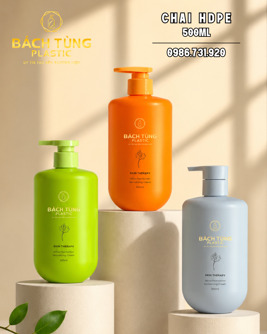 CHAI HDPE 500ML – DÁNG BẦU VAI NGANG – PHONG CÁCH TINH GỌN, CAO CẤP