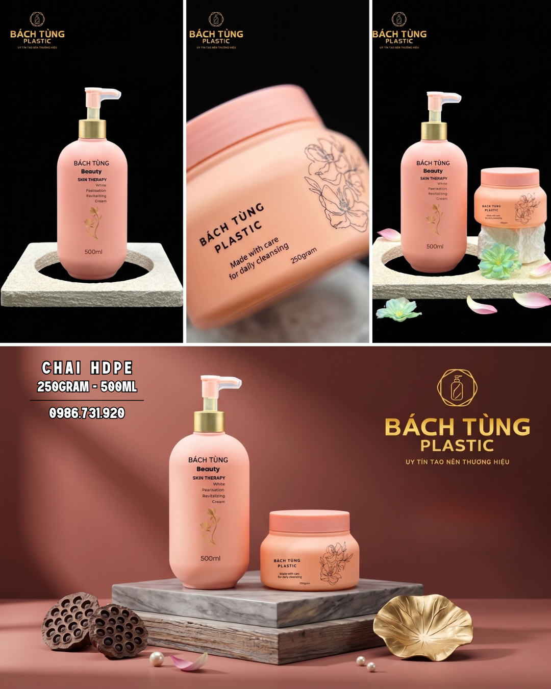 BỘ CHAI – HŨ MÀU HỒNG PASTEL