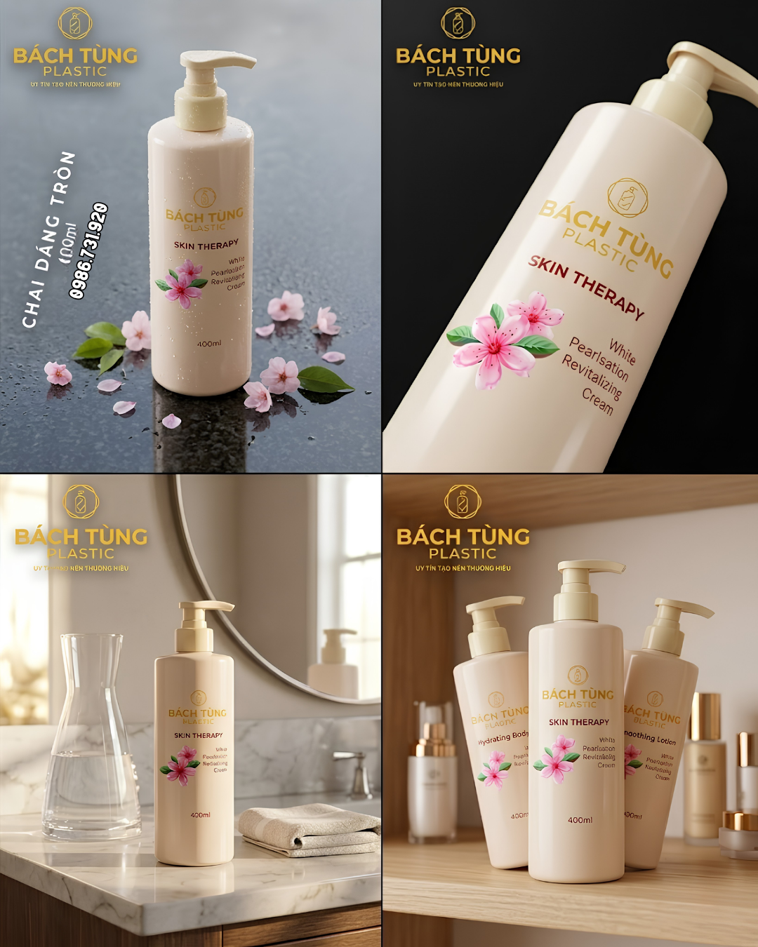 Chai - PET - Dáng Tròn - 400ml – Màu Be