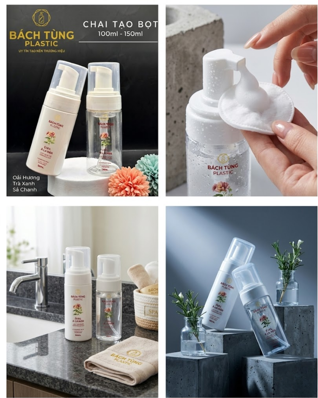 Chai PET Vòi Tạo Bọt Rửa Mặt