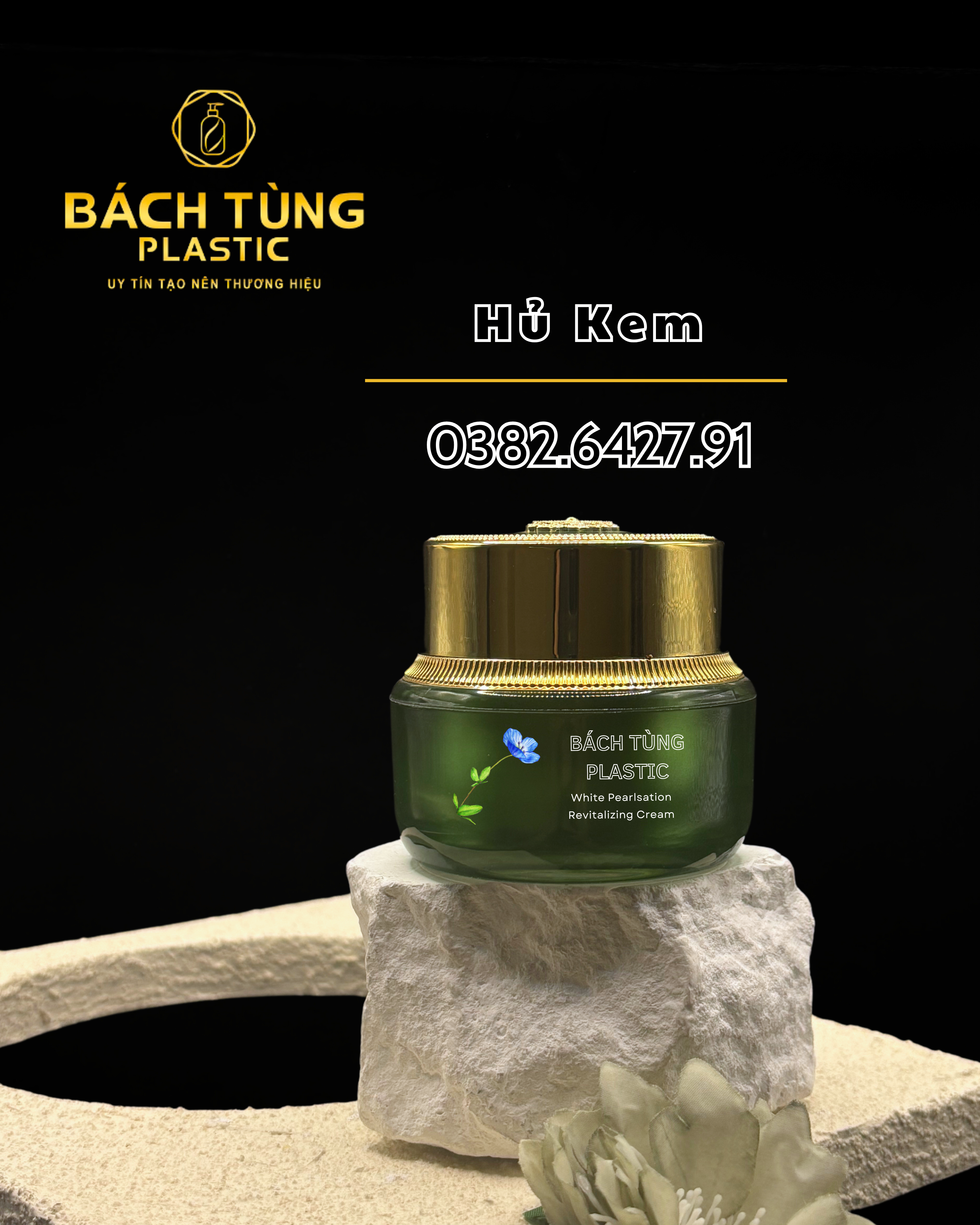 Hũ Kem Thủy Tinh Xanh Nắp Vàng