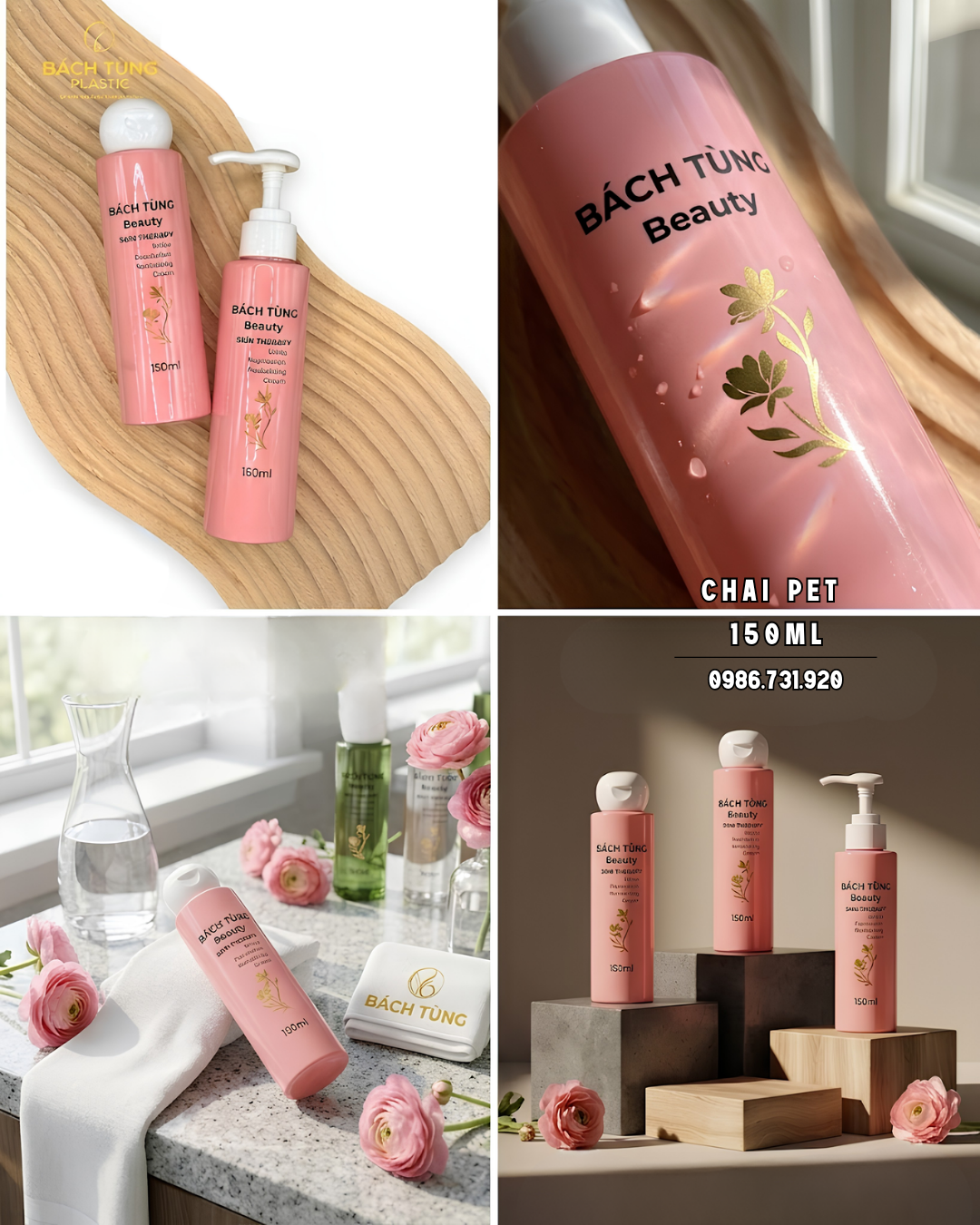 CHAI PET 150ML MÀU HỒNG ĐỤC