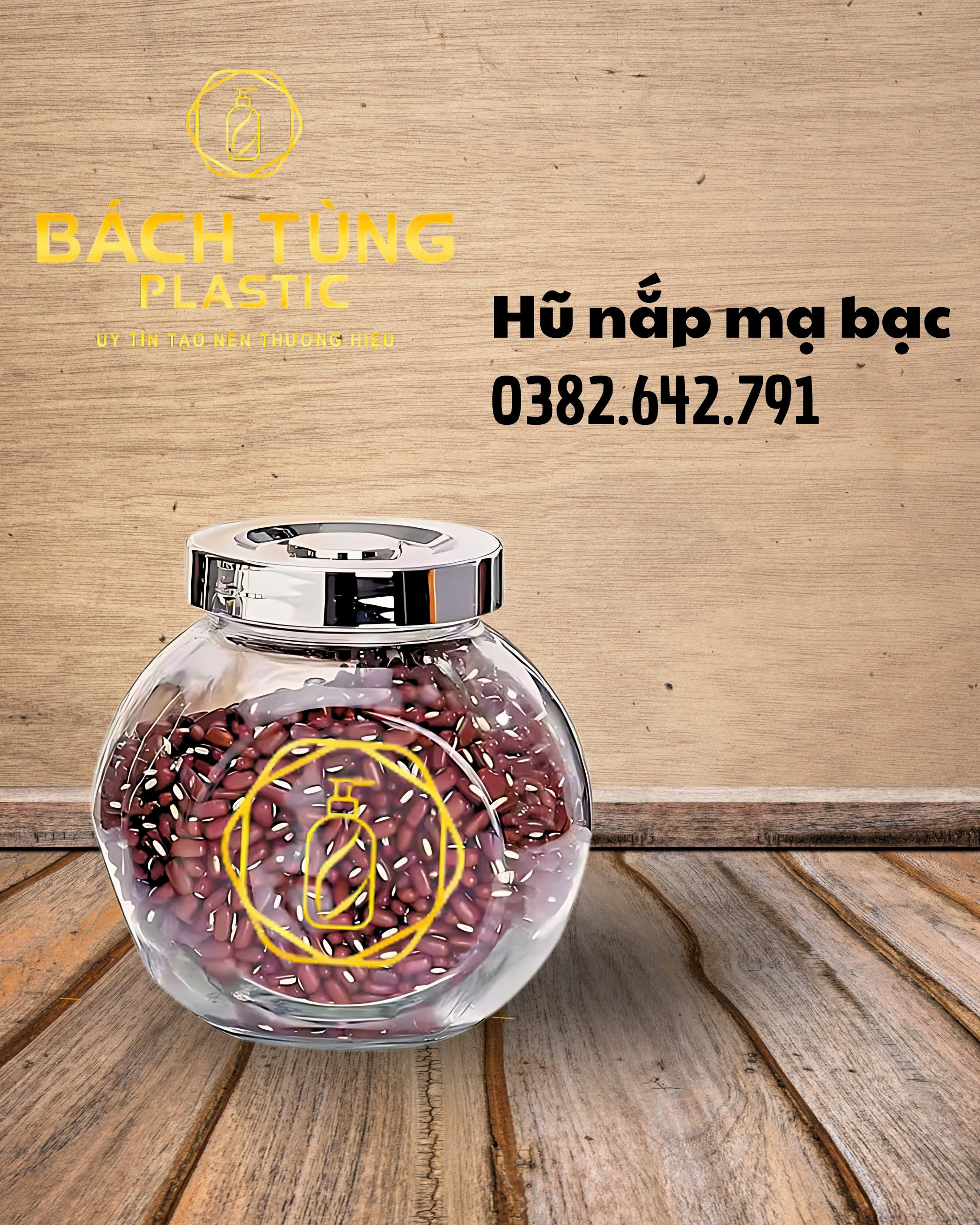 HŨ THỦY TINH 100ML NẮP MẠ BẠC