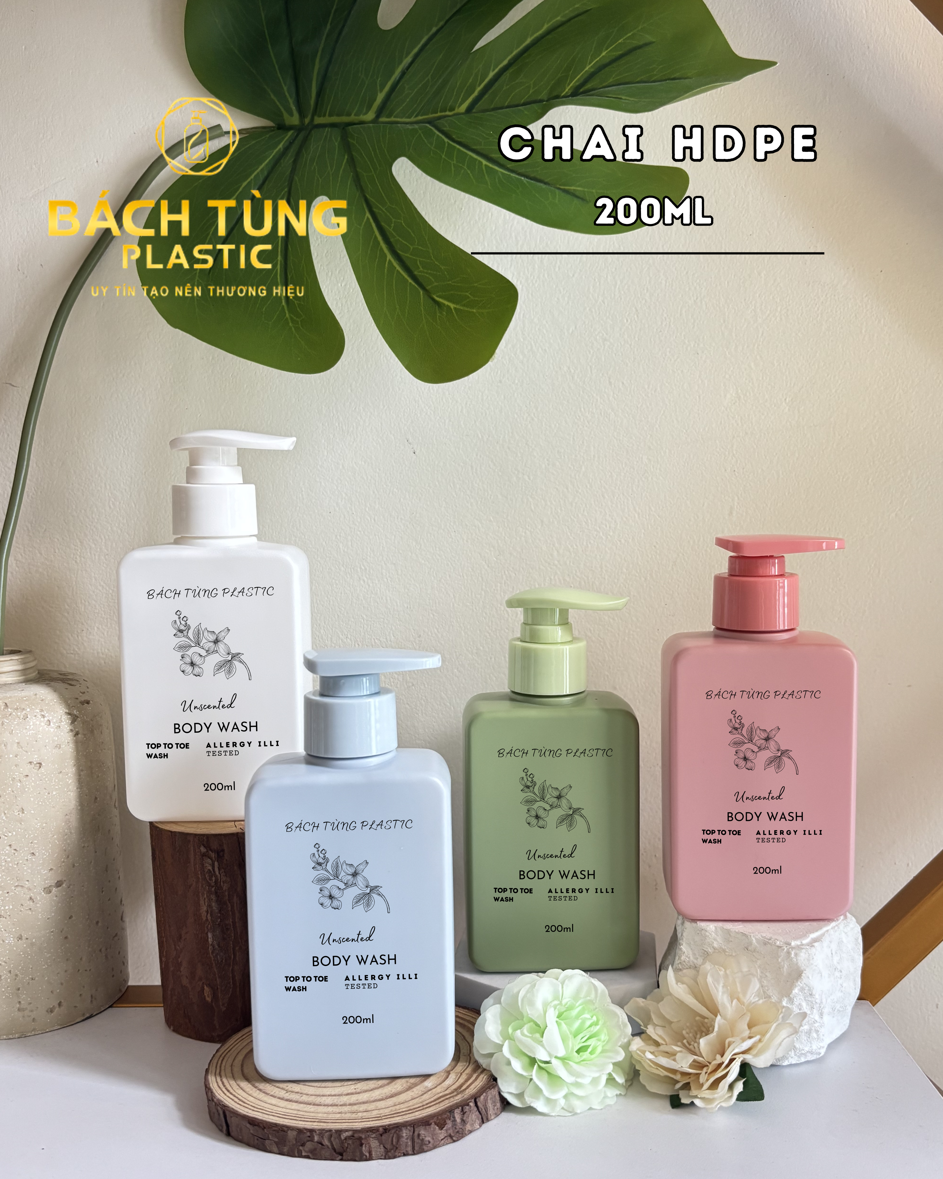 CHAI DÁNG VUÔNG 200ML – SẢN XUẤT THEO YÊU CẦU