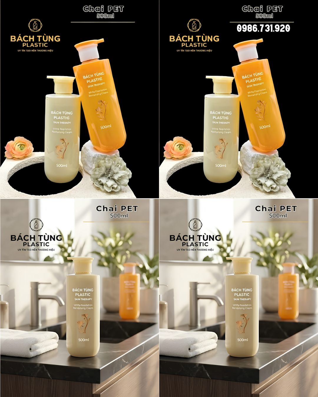 CHAI PET 500ML MÀU VÀNG | VÀNG NHẠT – KẾT HỢP NẮP FI28 MÀU VÀNG & BE
