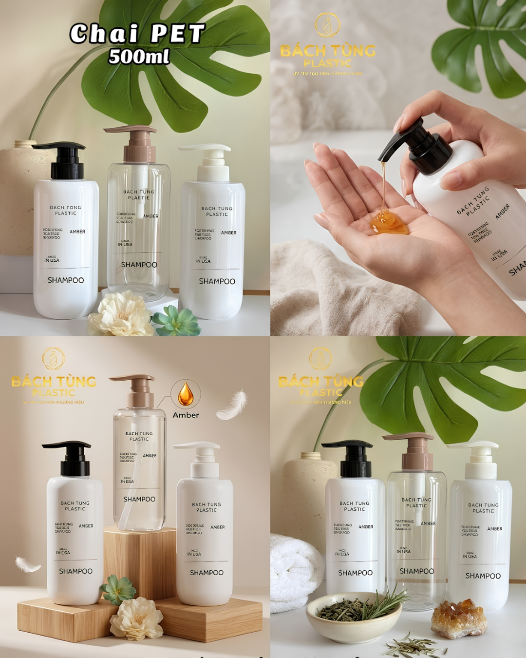 CHAI PET VAI NGANG 500ML – KẾT HỢP VÒI NHẤN FI33