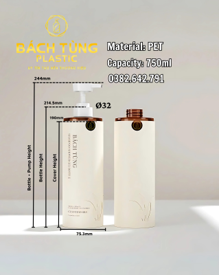 Bộ Chai Nhựa PET 750 ml (Vòi Nhấn & Nắp Vặn)
