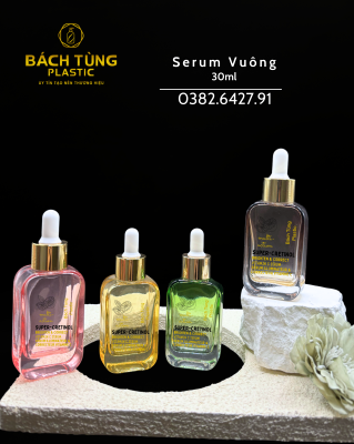 BỘ CHAI SERUM THỦY TINH DÁNG VUÔNG 30ML