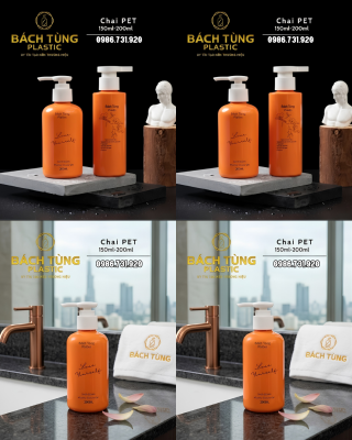 CHAI NHỰA PET 150ML DÁNG TRỤ & 200ML DÁNG TRÒN – MÀU CAM TƯƠI MÁT
