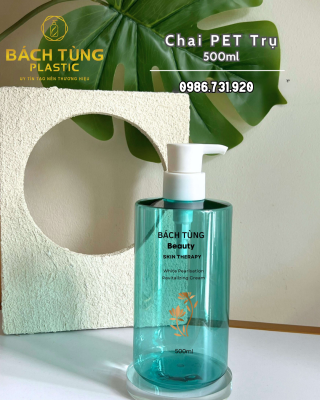 CHAI PET DÁNG TRỤ MÀU XANH DƯƠNG