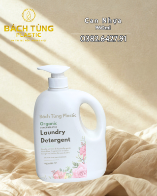 CAN NHỰA BẦU NHỎ 960ML – TRẮNG – VÒI PUMP FI33