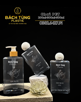 CHAI PET DÁNG VUÔNG MÀU ĐEN TRONG – 200ML | 300ML | 500ML
