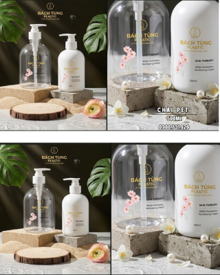 CHAI PET 500ML TRONG SUỐT – DÁNG TRÒN – KẾT HỢP VÒI NHẤN FI28