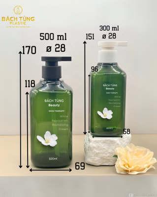 Bộ Chai PET Vuông 300ml & 500ml – Màu Xanh