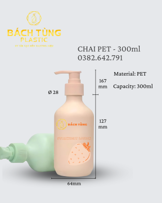 Chai PET Strawberry Lotion 300 ml – Phiên Bản Cao Cấp