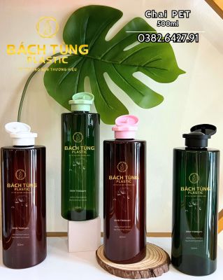 CHAI PET TRÒN DÀI 500ML NẮP BẬT FI28 – NÂU | XANH