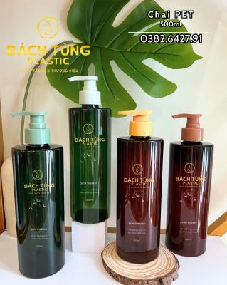 CHAI PET TRÒN DÀI 500ML – NÂU | XANH