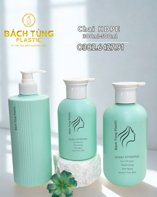 BỘ CHAI NHỰA HDPE MÀU XANH NGỌC – 300ML & 500ML