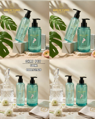 CẶP CHAI PET 200ML & 500ML – MÀU XANH DƯƠNG DÁNG LẠ