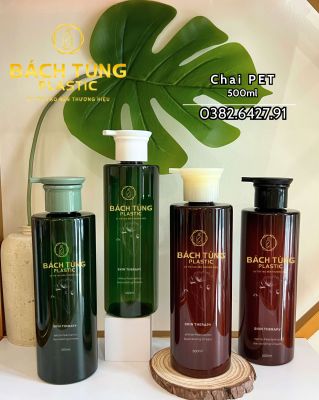 CHAI PET TRÒN DÀI 500ML – NÂU | XANH
