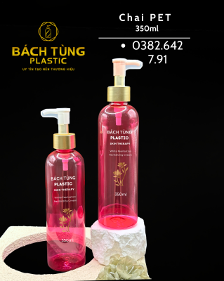 CHAI PET 350ML MÀU HỒNG – NẮP HỒNG / NẮP XANH