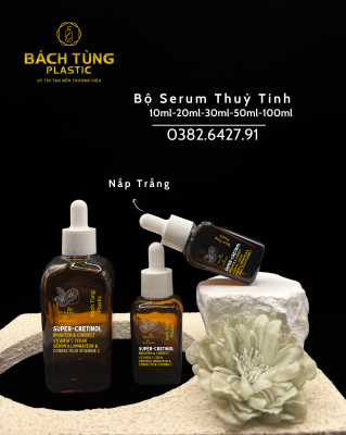 BỘ CHAI SERUM THỦY TINH VUÔNG MÀU NÂU – 10ML | 20ML | 30ML | 50ML | 100ML