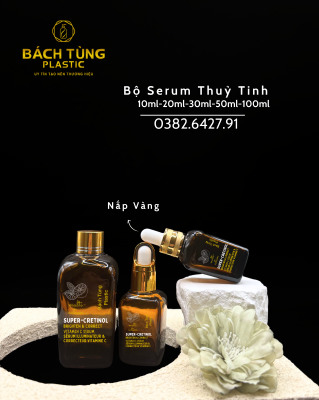 BỘ CHAI SERUM THỦY TINH VUÔNG MÀU NÂU – 10ML | 20ML | 30ML | 50ML | 100ML