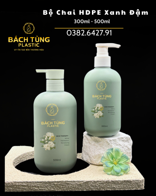 BỘ CHAI HDPE MÀU XANH ĐẬM – 300ML & 500ML
