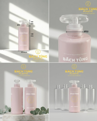 Chai Nhựa PET 500ml Hồng Pastel