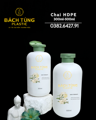 CHAI TRÒN HDPE MÀU TRẮNG ĐỤC – 300ML & 500ML – NẮP BẬT FI28 NHIỀU MÀU